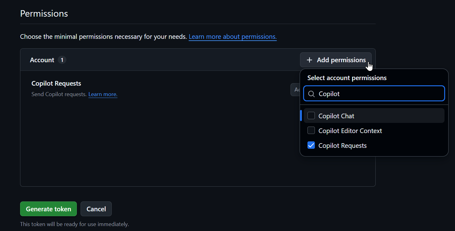 New fine-grained personal access token